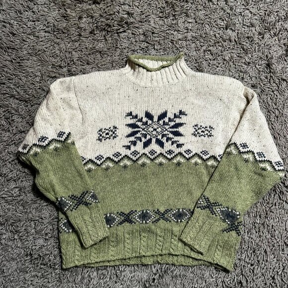 Vintage 90s St. Johns Bay Christmas/ Winter Mock Neck Sweater Size XL - Picture 1 of 7